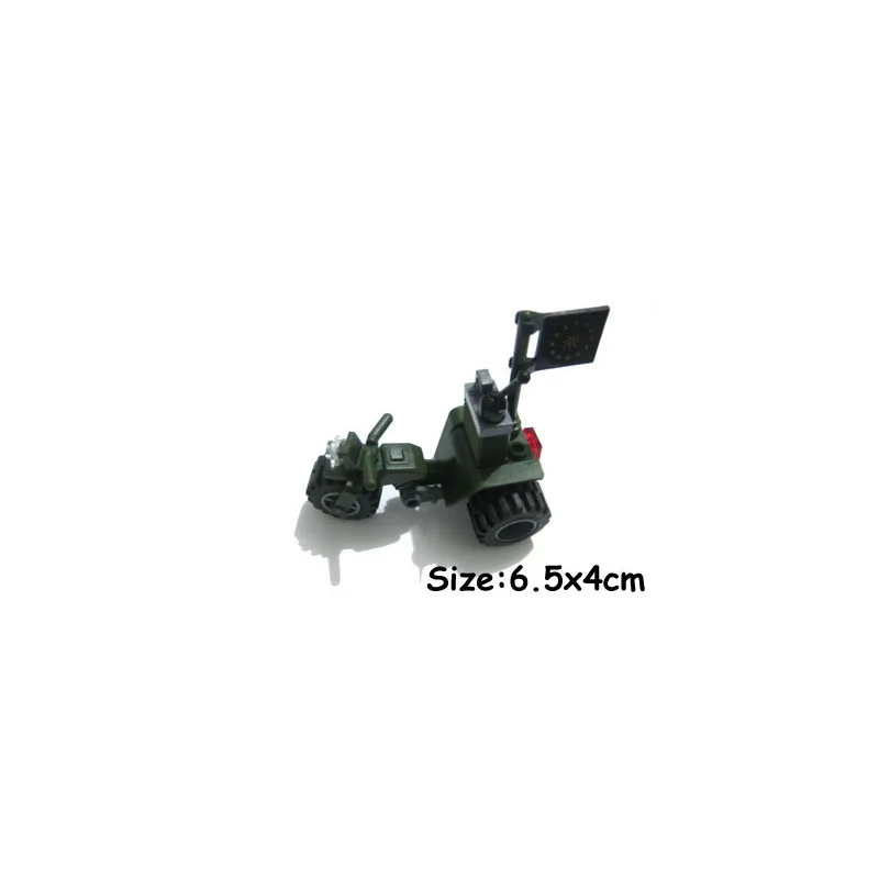 Military Vehicles Model SWAT Accessories WW2 Tricycle Parts Motorcycle Gifts Building Blocks Toys For Children Militarys Weapon