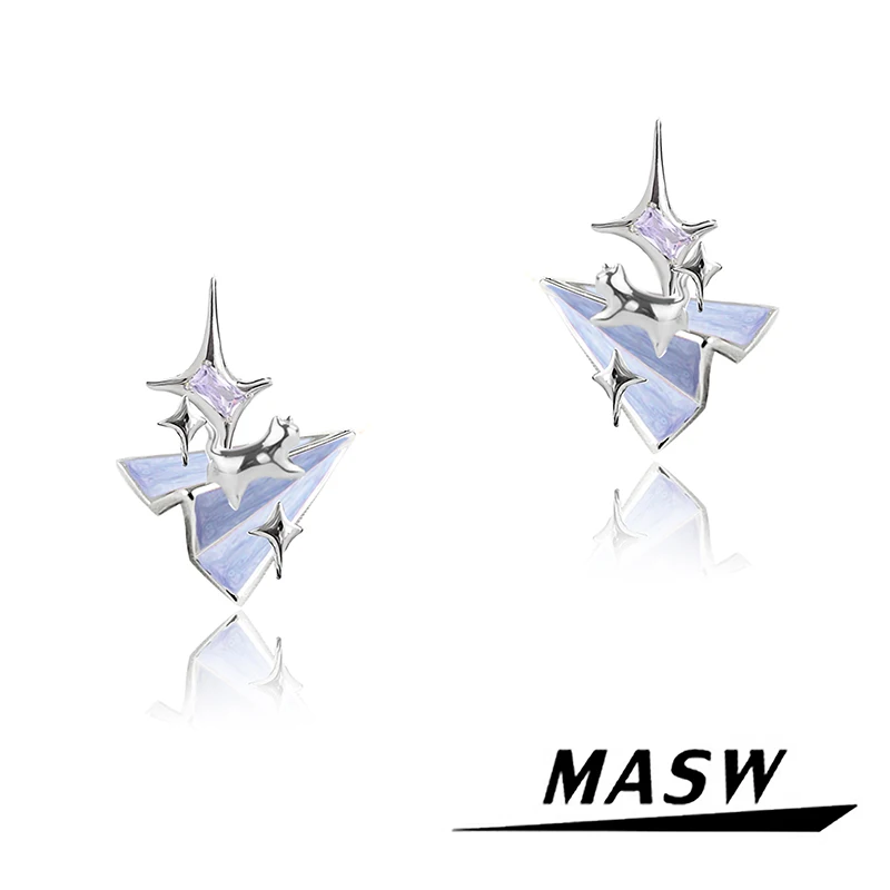 MASW Original Design Sweet Korean Temperament Airplane Stud Earrings For Women Party Gifts Cute Jewelry Hot Selling Accessories