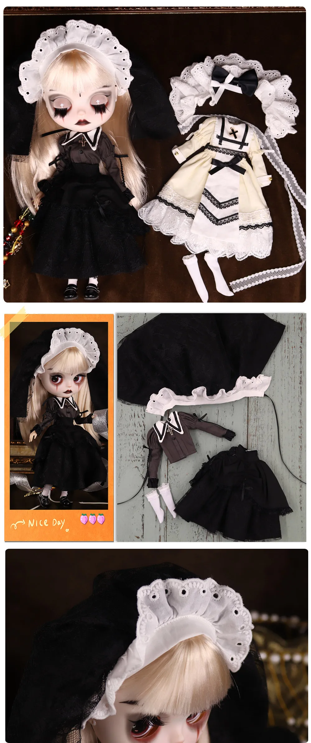 Outfits für ICY DBS Blyth Puppe The Nun Horror Film Kleidung Anzug 1/6 BJD Anime Girl – Detail 1