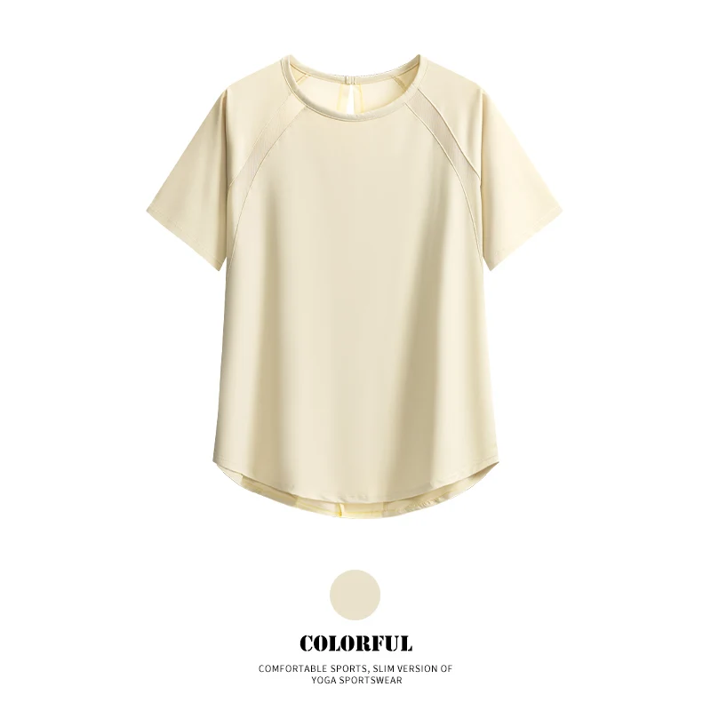 DRUR Women's Loose Fit Yoga T-Shirt Mesh Back Cutout Breathable Quick Dry Gym Top Sporty Woman Top Activewear Top Fitness femme