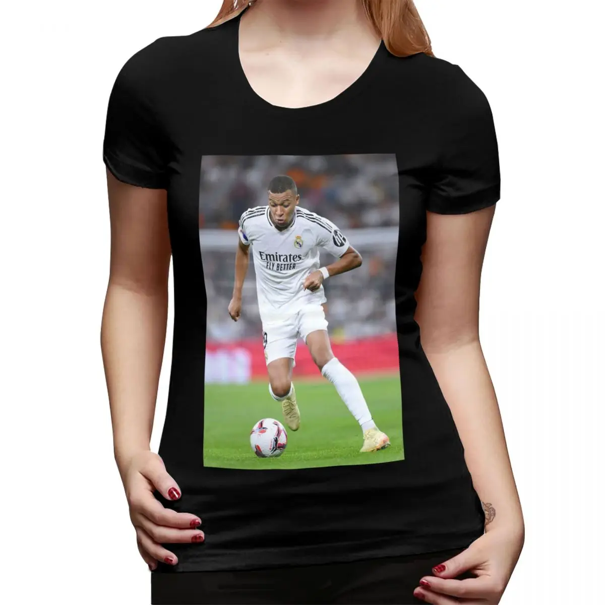 

Football KM Mbappe Soccer T-Shirt for Women Round Neck Streetwear T Shirts Women's Tees Short Summer Clothes Tops