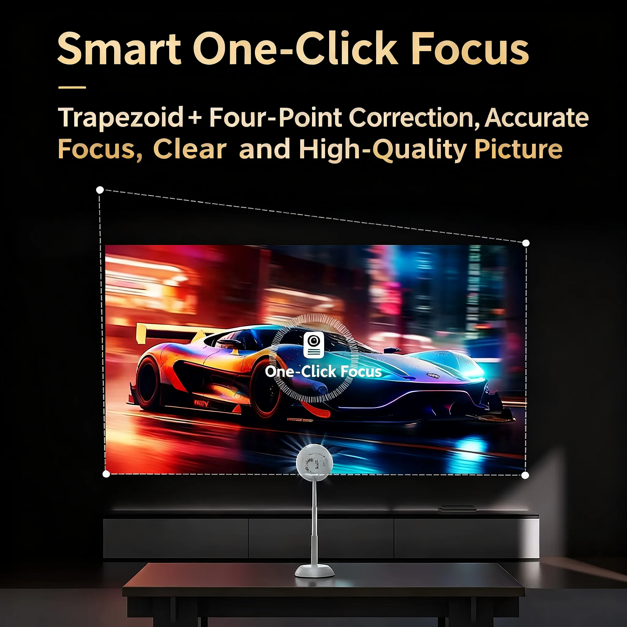 スマートプロジェクター、ネイティブ720P、4Kデコーディング対応、Hises 352チップ、WiFi-6デュアルバンド、電子フォーカス、BT 5.0、マルチモード投影