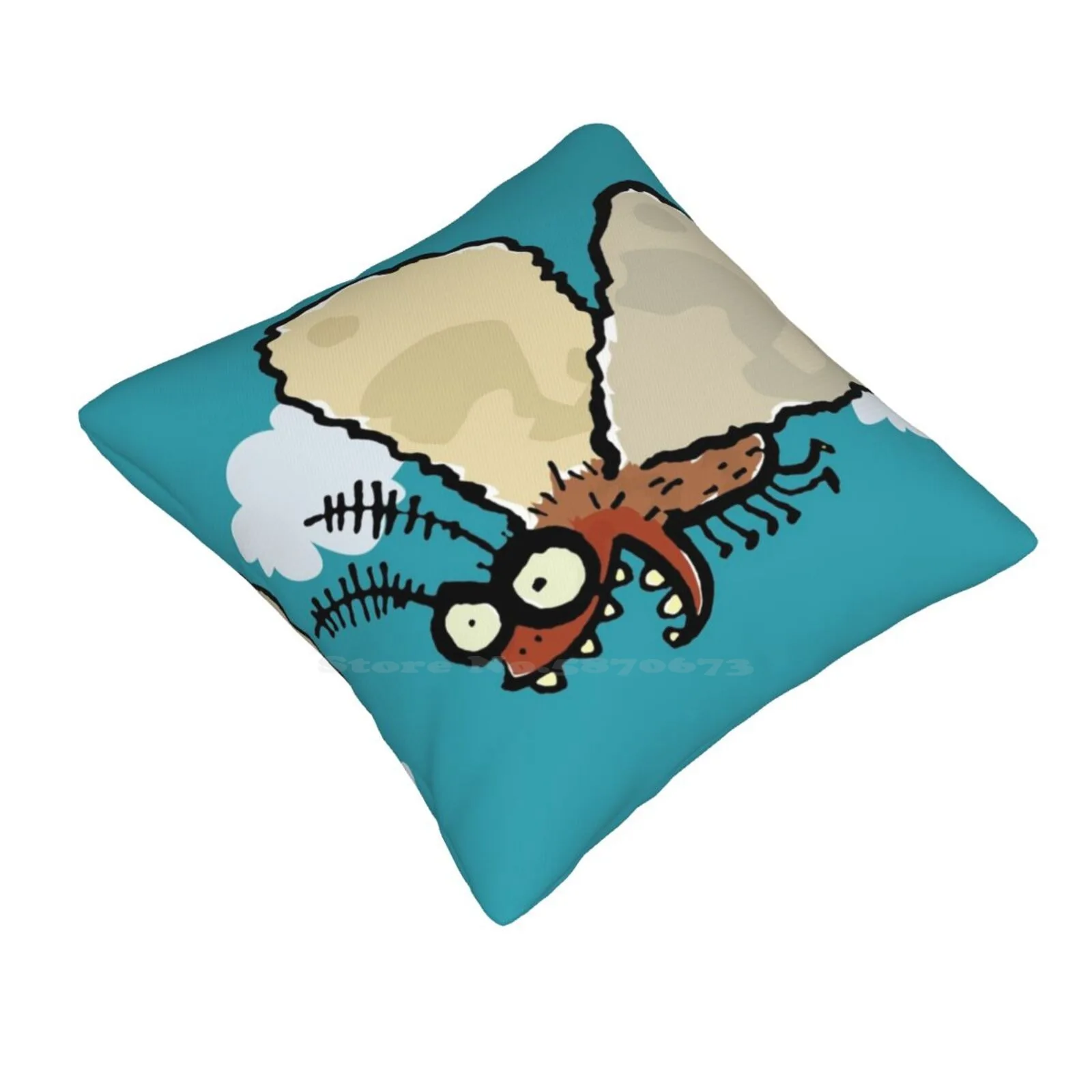 Melli , The Mean Moth Pillowslip Pillowcase Moth Mean Mad Insect Air Flying Funny Cartoon Animal Grin Teeth Wings Brown Evil