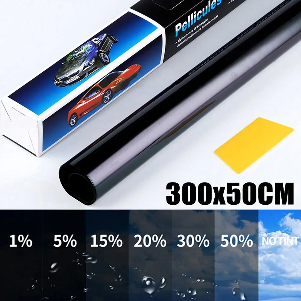 1Roll 50x3m Solar UV Protection Window Tint Film Heat UV Block Sun Shade Car Foils VLT 1%-50% Black Glass Sticker Windshield