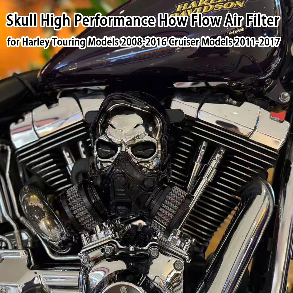 

Motorcycle Accessories Skull High Performance How Flow Air Filter for Harley Touring Models 2008-2016 Cruiser Models 2011-2017
