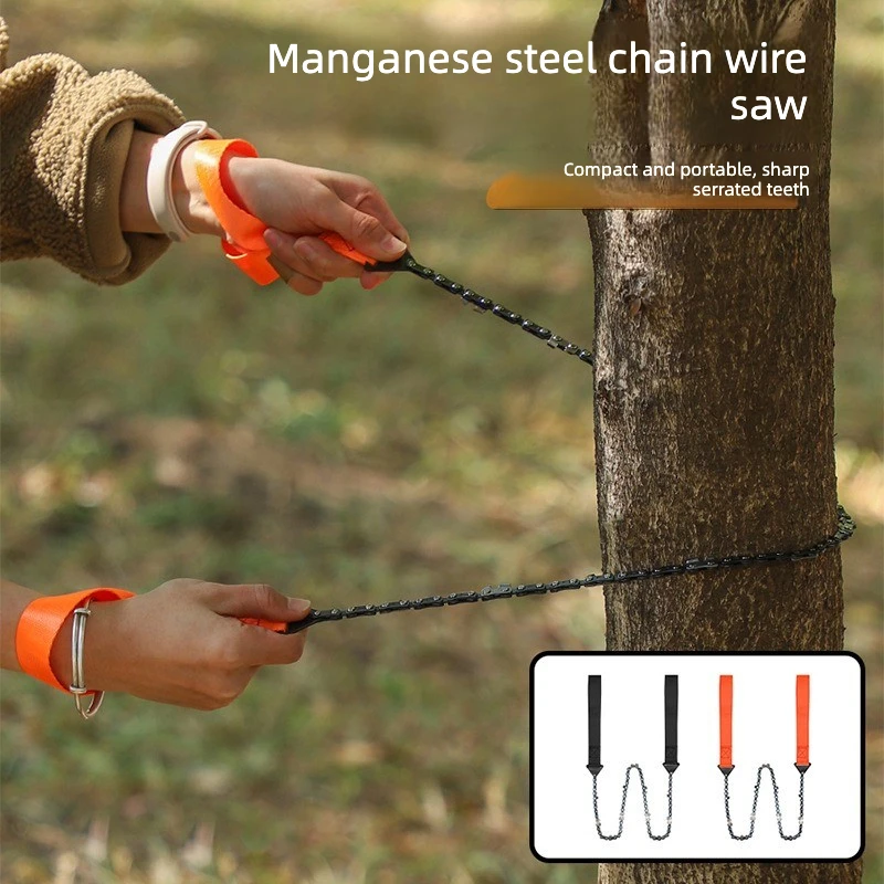 Portable hand-pulled chain saw, outdoor chain wire, 11-tooth manganese steel pocket, 24 inch, garden trimming tool