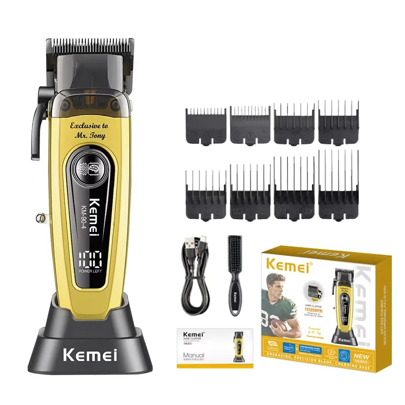 Kemei KM-90-4 Professionele 11500 RPM Tondeuse voor Kappers Oplaadbare Trimmers Borstelloze Motor Haar Snijmachine voor Mannen