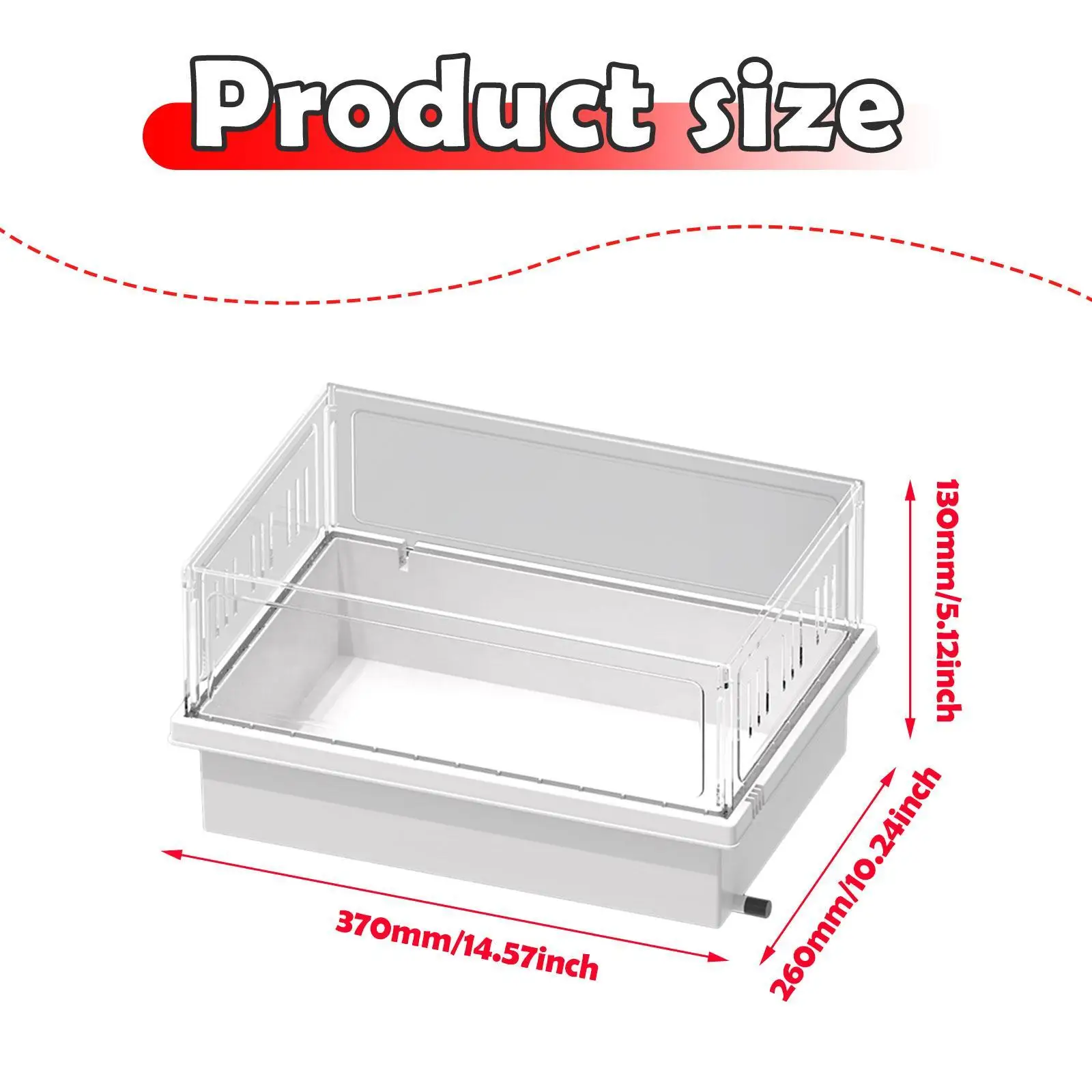 صندوق تغذية شفاف لخزان السلحفاة صندوق تربية برمائيات مع فتحة تصريف للزواحف الصغيرة حوض السمك تررم السلحفاة