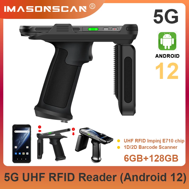 6 Inch 5G Industrial Rugged Handheld PDA Android 12.0 OS 5G UHF RFID Reader 902-928Mhz 865-868Mhz UHF Long Range RFID Reader