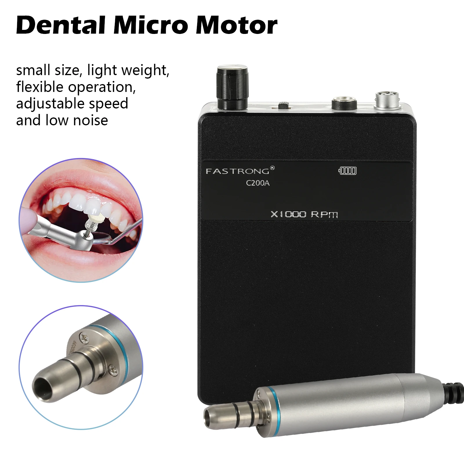 3Colors Dental Lab Portable Rechargeable Brushless Handpiece Micromotor with Digital Display