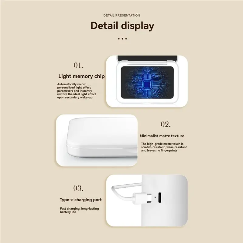 Miroir de poche Rechargeable, éclairage LED 3 couleurs, grossissement 2X, miroir cosmétique pliant pour vanité