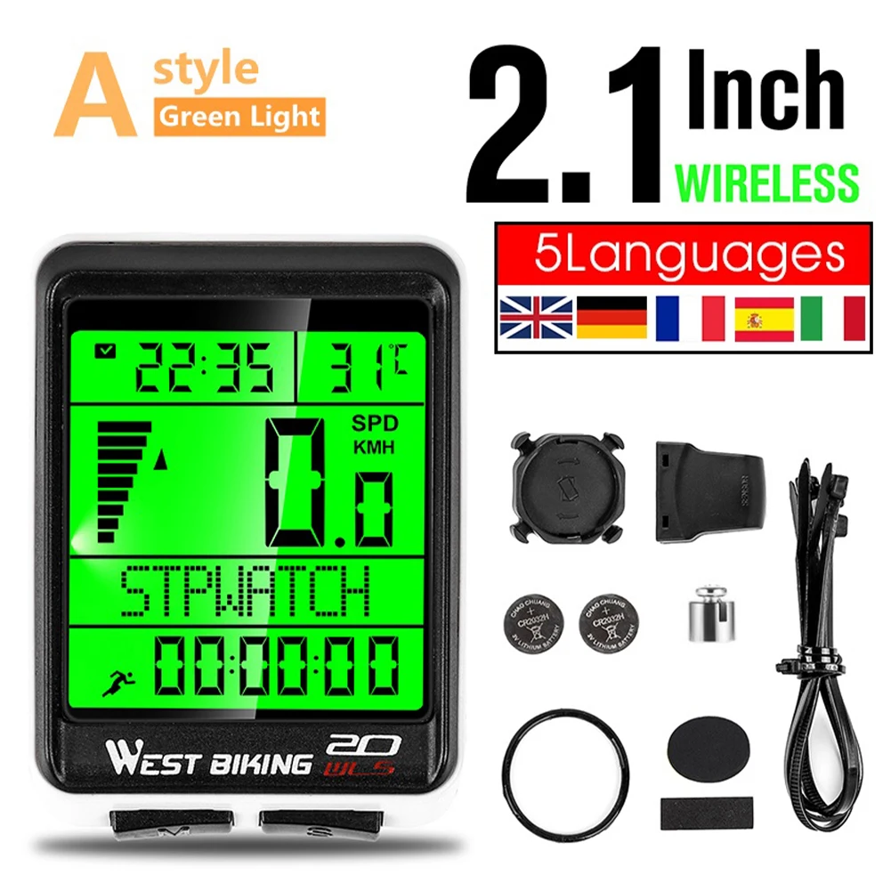 WEST BIKING Bicycle Cycling Computer Wireless Wired Waterproof Digital Bike Speedometer Odometer With Backlight Bike Stopwatch