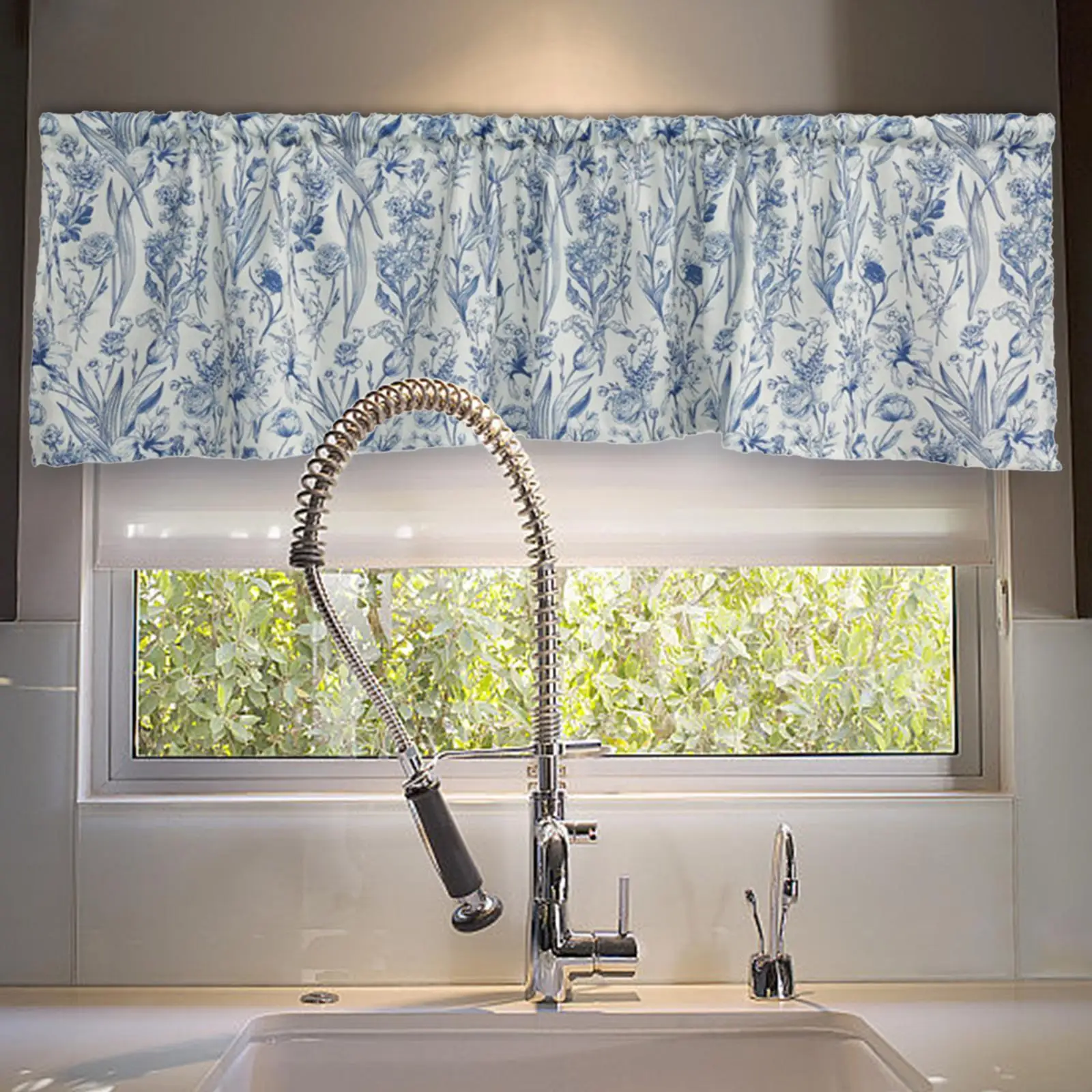 Half Curtain Boho Valances Vintage Rustic Window Screen Drapes Rod Pocket Curtains for Cabinet Home Kitchen Restaurant Decor