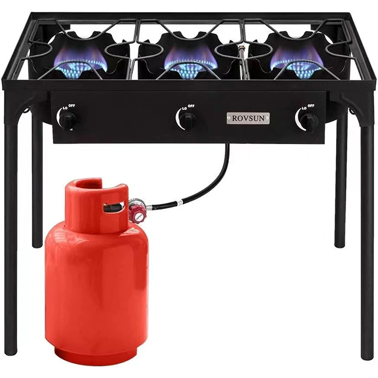 

Cast Iron Portable Gas Stoves Party Food Stand Outdoor 3 Burners Camping Gas Stove for Outdoor Cooking