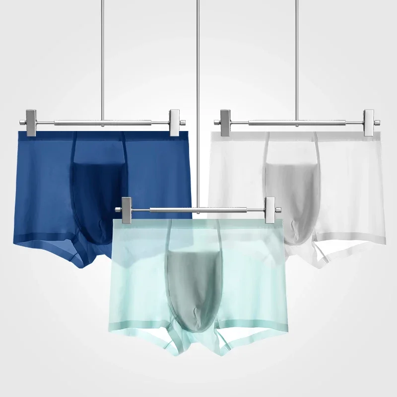 Herrenunterwäsche Herren-Boxershorts aus Eisseide, nahtlose Boxershorts, Kopftrend, Persönlichkeit, atmungsaktive Shorts, dünner Sommer