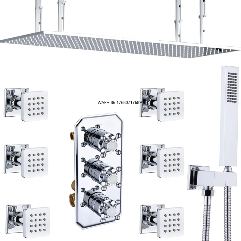 

20X40 Luxury Large Rain Shower Head System Thermostatic Single Handle Modern Brass Faucets Constant Temperature Mixing Valve Set