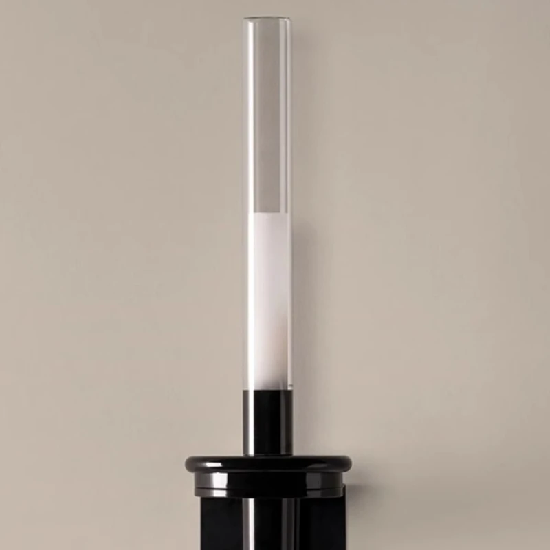Spanish Retro Candlestick Glass Luster LED Wall Lamp Black Long Strip Detachable Wall Sconces Hallway Aisle Study Stair Lighting