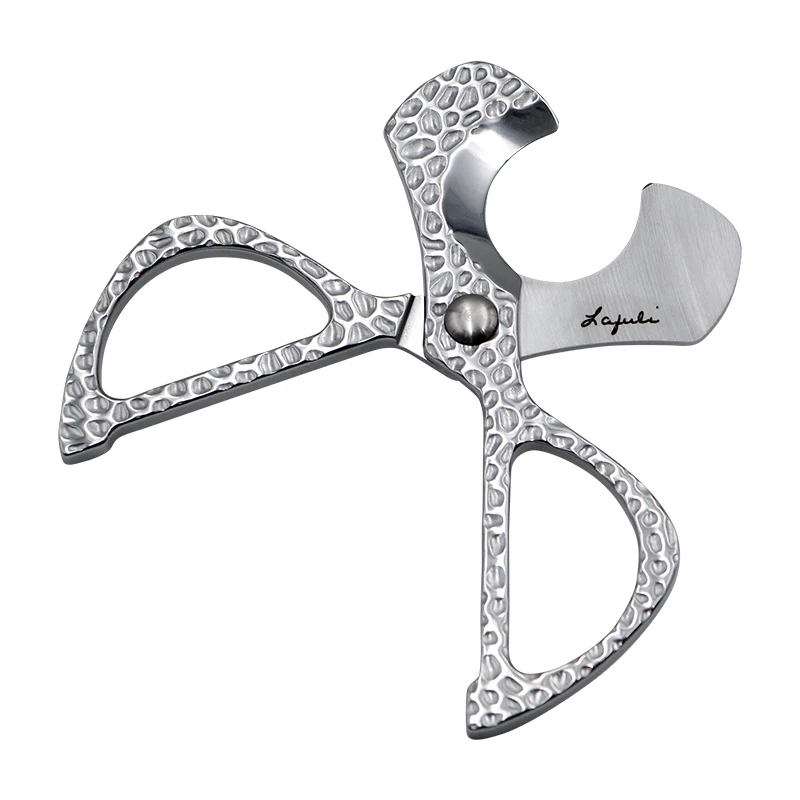 

Ножницы для сигар Lafuli с двойной острышей, большой диаметр лезвия, металлический молотковый узор, подарочный набор в коробке