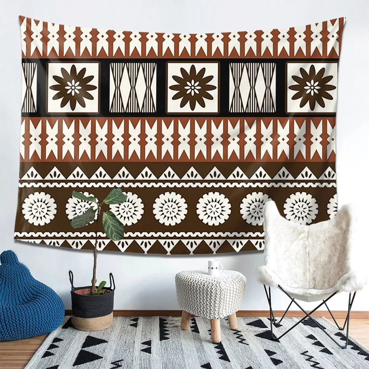 

Fijian Masi - Tapa Tapestry Decoration Art Aesthetic Tapestries for Living Room Bedroom Home Wall Cloth Wall Hanging