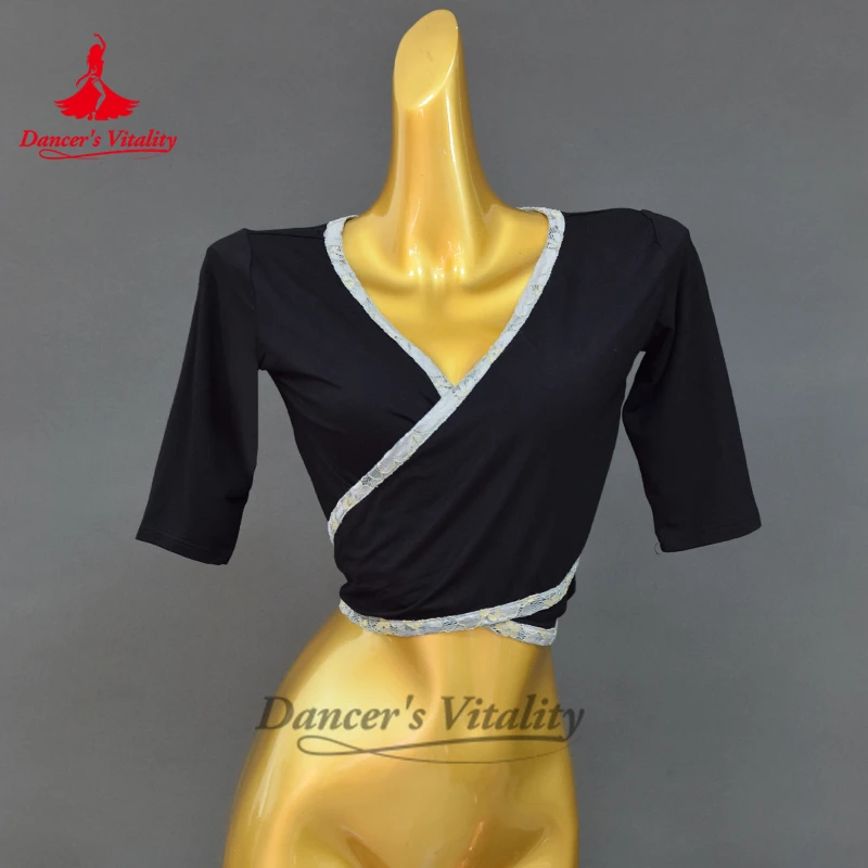 Traje de dança do ventre para mulheres, confortável e sexy, decote em v, top para meninas, dança oriental, roupas de prática profissional