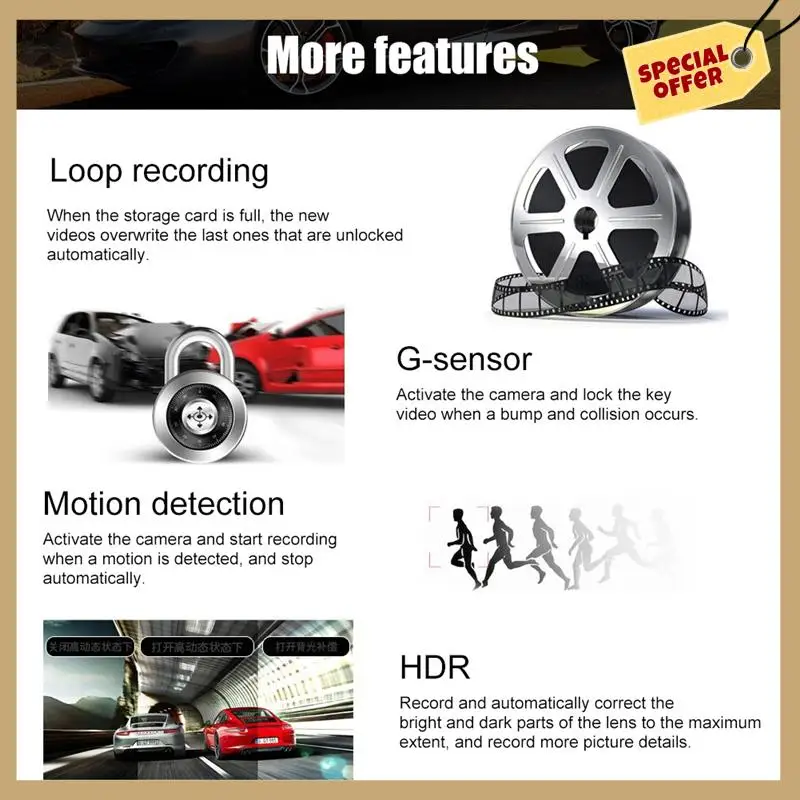 Pantalla táctil de 4 pulgadas para coche DVR 1080P Dash Cam cámara frontal interior visión nocturna grabación en bucle G-Sensor-WMAN