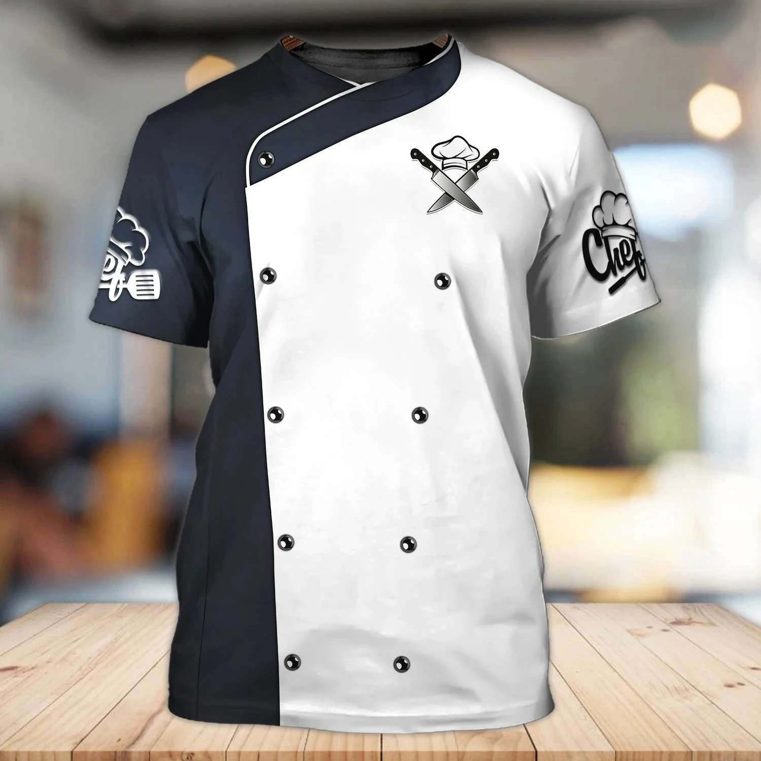 Summer Chef Series Pattern Men\'s T-shirt Hip Hop 3D Print Personality Neck Short Sleeve Fashion Clothes