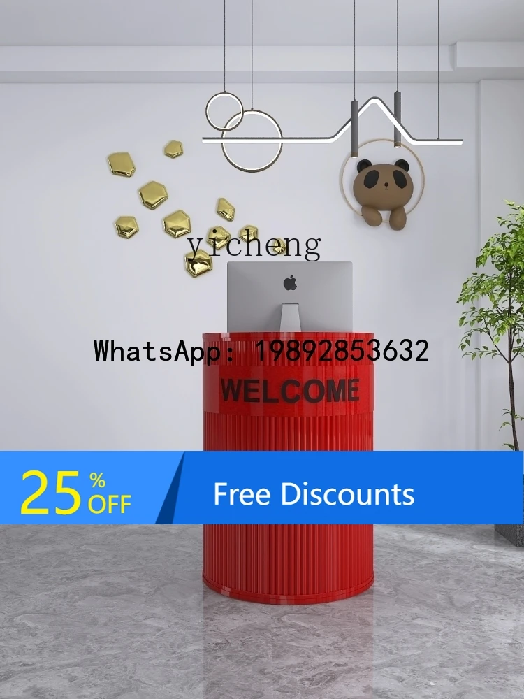 

paint bar checkout page curved table semicircular reception desk simple and modern