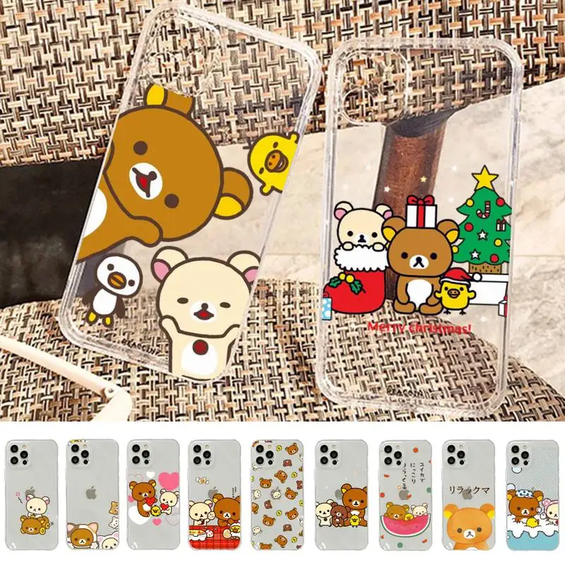 Rilakkuma Kawaii Phone Case For iPhone 11 12 13 14 Mini Pro Max XR X XS TPU Clear Case For 8 7 6 Plus SE 2020