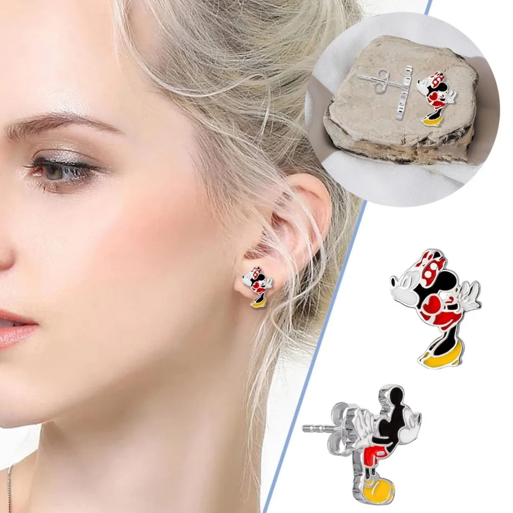 Disney Mickey Mouse orecchini a bottone per le donne ragazze accessori per gioielli Anime Minnie orecchino asimmetrico bambini regali di natale di