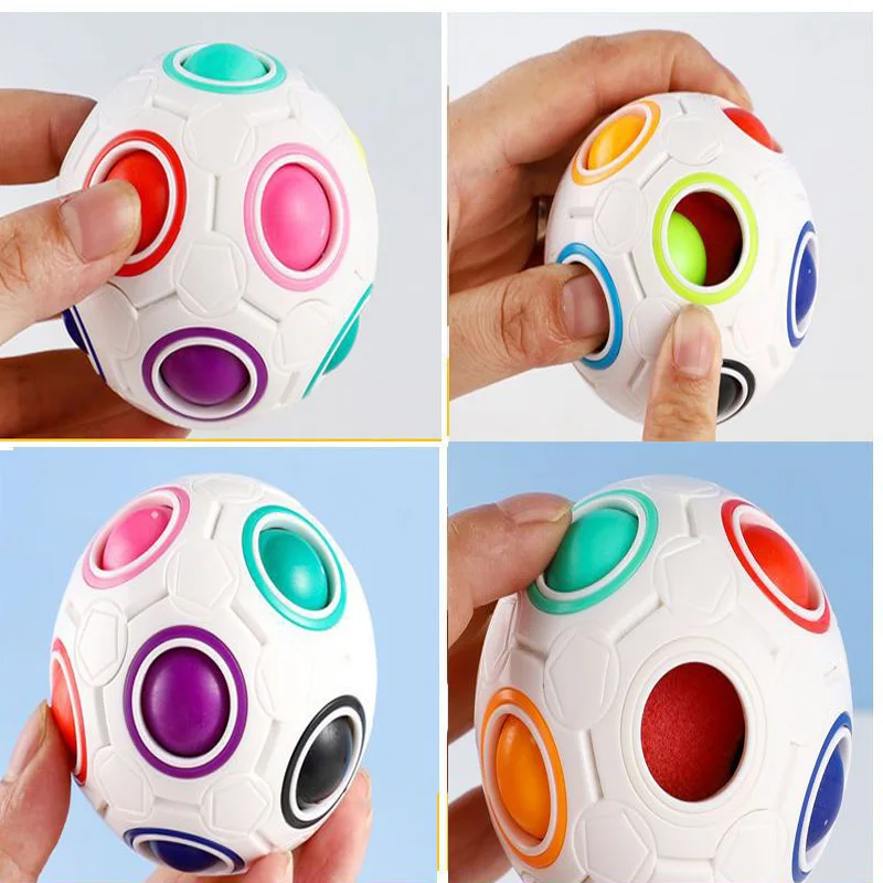 1/4 Stück 12-Loch Magischer Regenbogenball, Drückbarer Spaßball, Intelligenz-Freizeitspielzeug, Geschenk für Kinder, Stressabbau – Detail 1