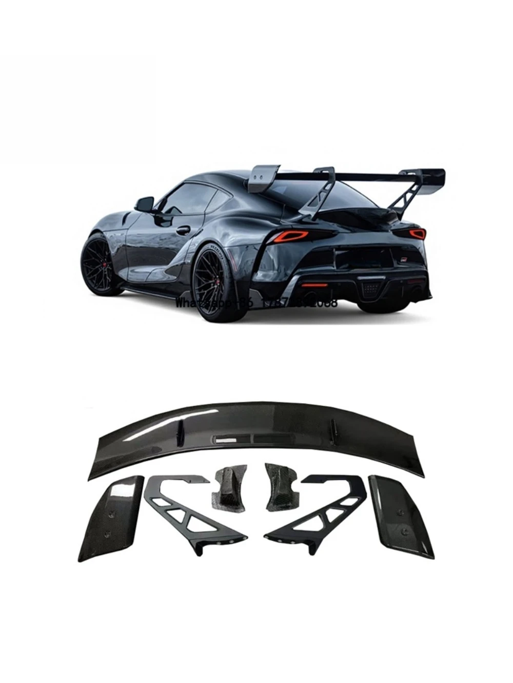 AD V3 Polished Dry Carbon Fiber Spoiler, Rear Bumper, and Rear Wing Body Kit, Compatible with the  GR Supra A90/A91 Mk5