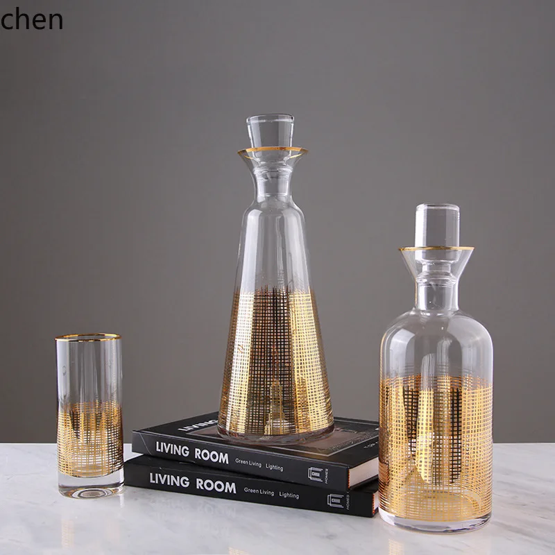 Zml minimalist gold thread wine set - modern living room, model room, hotel & home dining table decanter