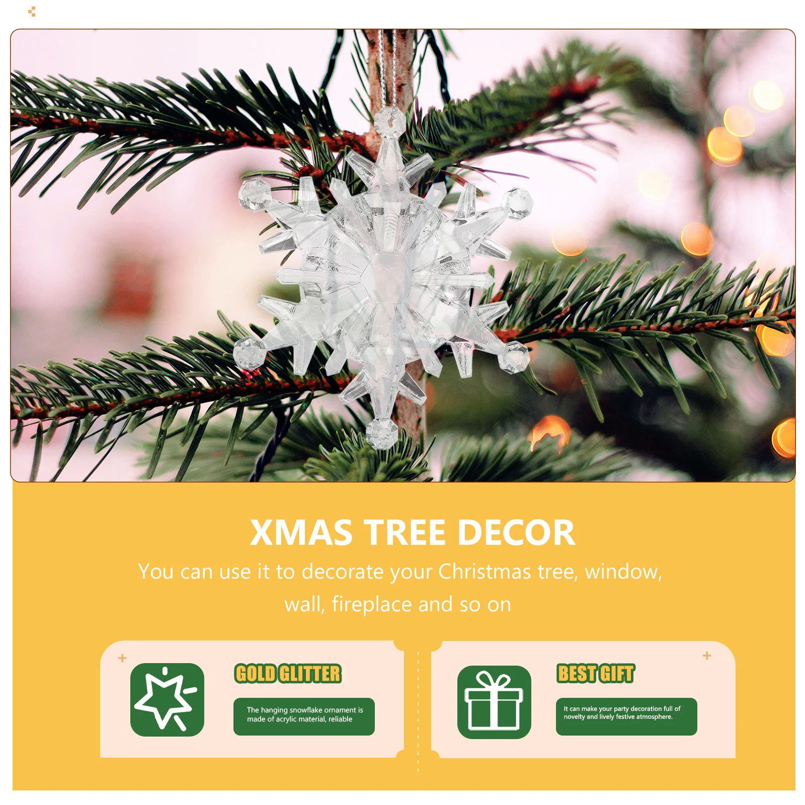 

50 Pcs Mini Snowflakes Decorations Ornaments Crystal Hanging Decorative Holiday Crafts