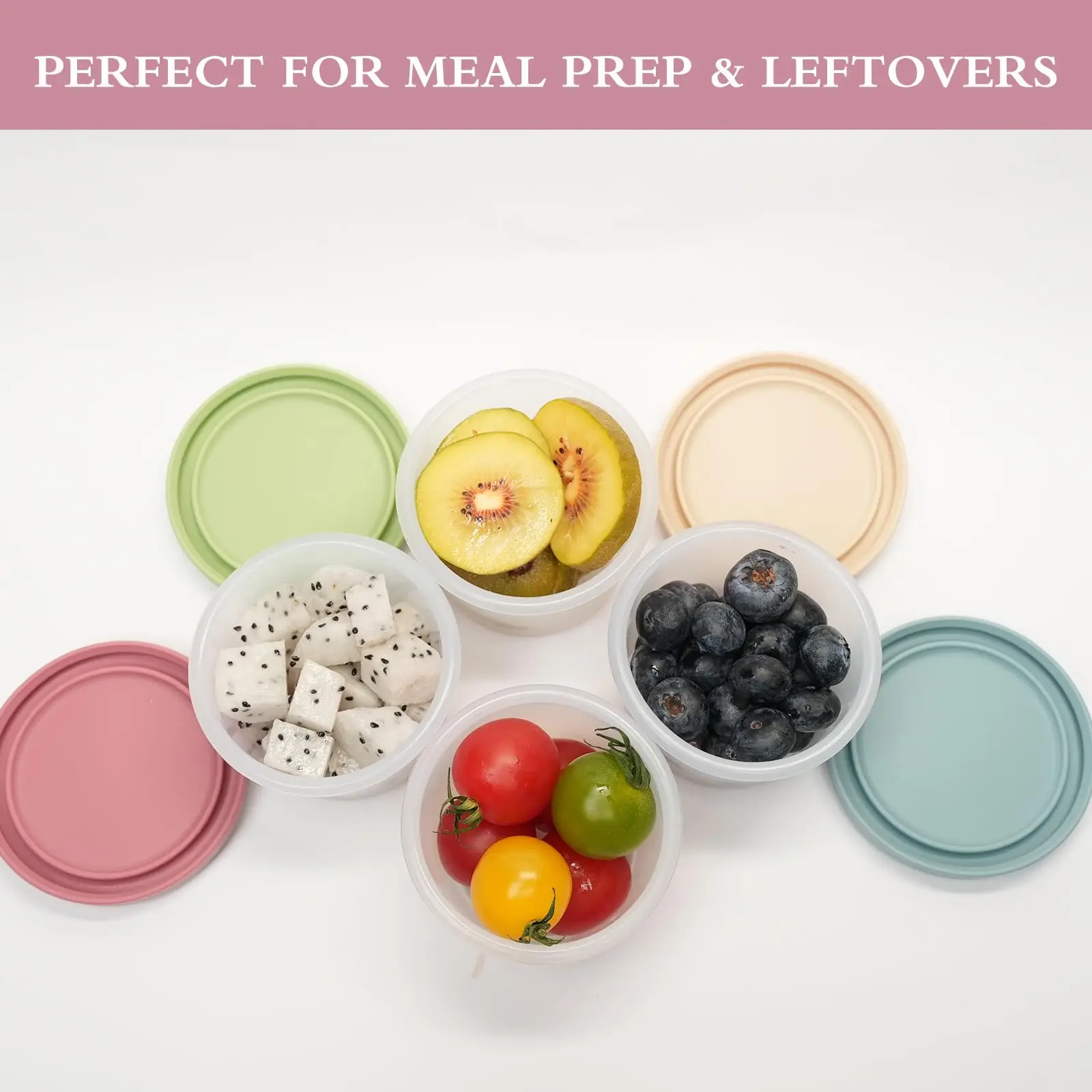 Contenedor de Silicona de Grado Alimenticio para Alimentos de Bebé, Caja de Almacenamiento Hermética, Congelable y Apta para Vapor, para Puré de Bebé, Fruta, Bocadillos y Leche en Polvo
