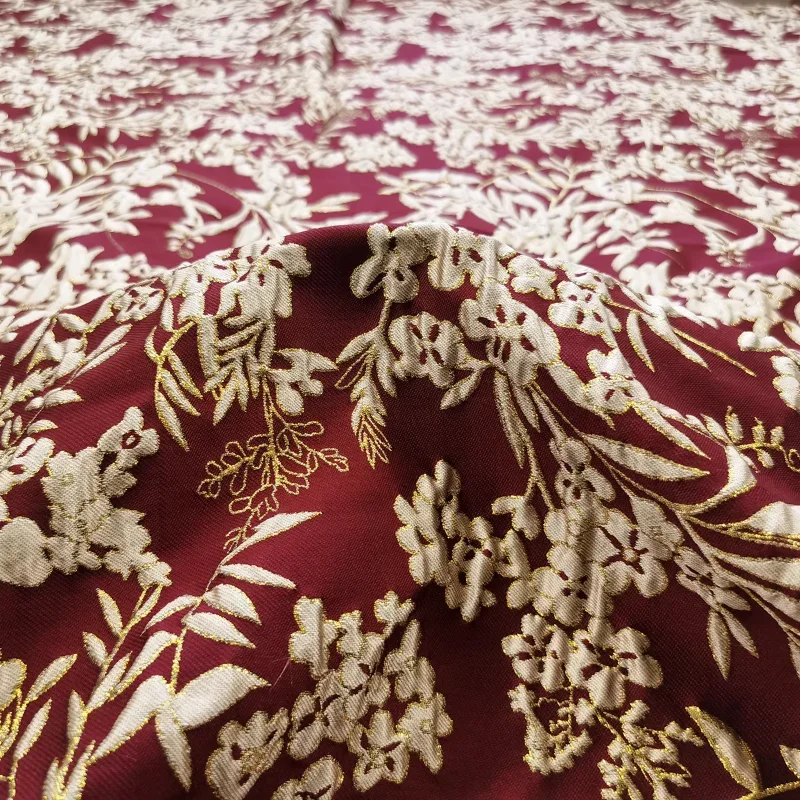 Brocade Jacquard Fabric Gold Thread Performance Dress Fashion Wholesale Cloth Per Meter Quilting Fabric Polyester Material