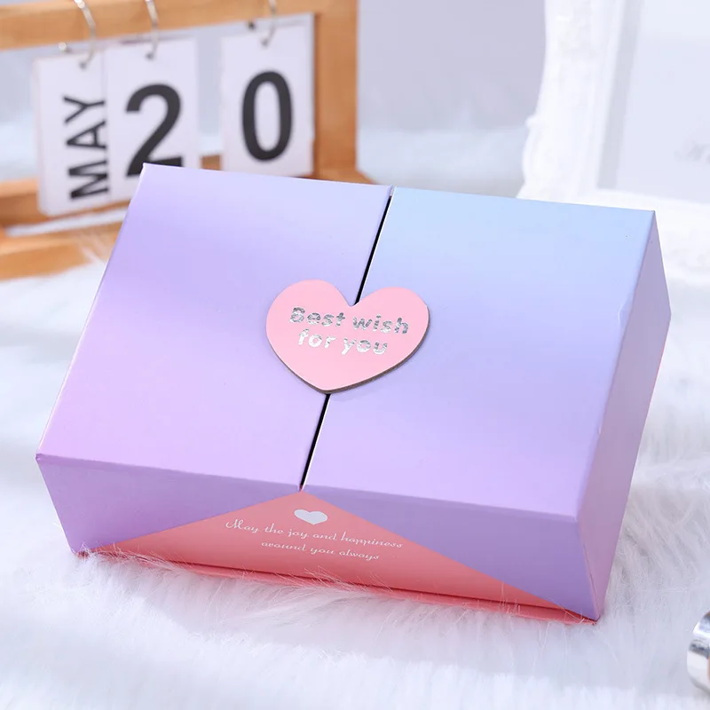 Gradient Color Double Open Creative Love Gift Box Valentine\'s Day Birthday Gift Packaging Box Empty Box Wedding Hand Gift