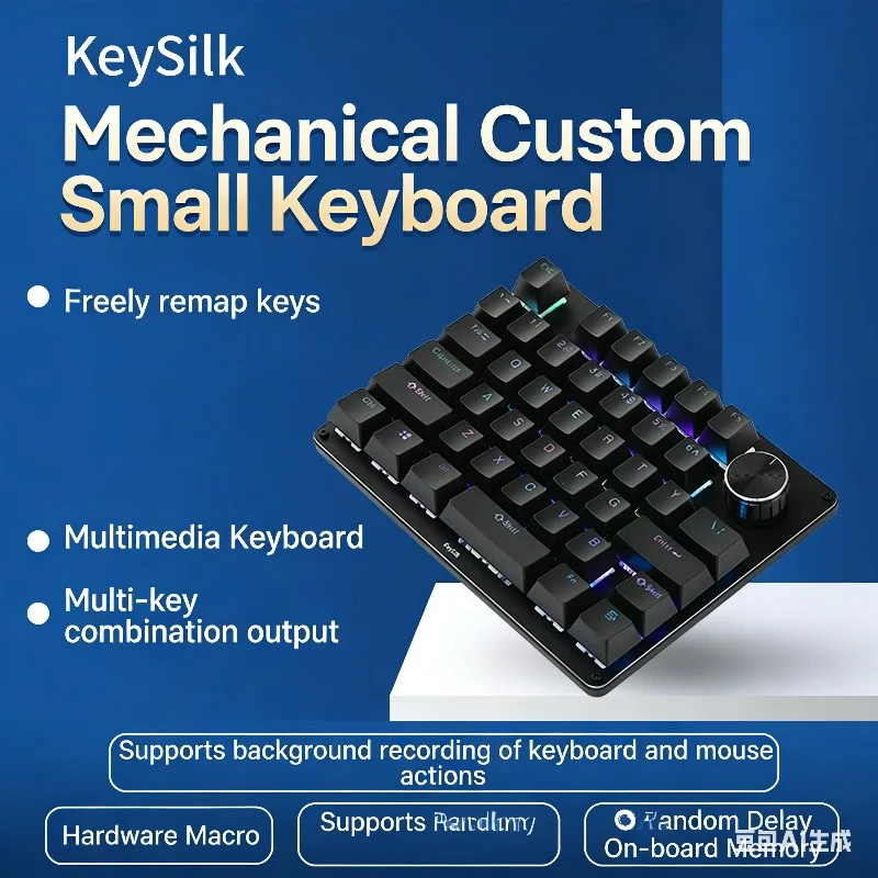 41 Key One Knob 45 Key Three Mode Keyboard, Supporting Bluetooth/USB/2.4G Shortcut Keys, Macro Programming Multimedia Keyboard