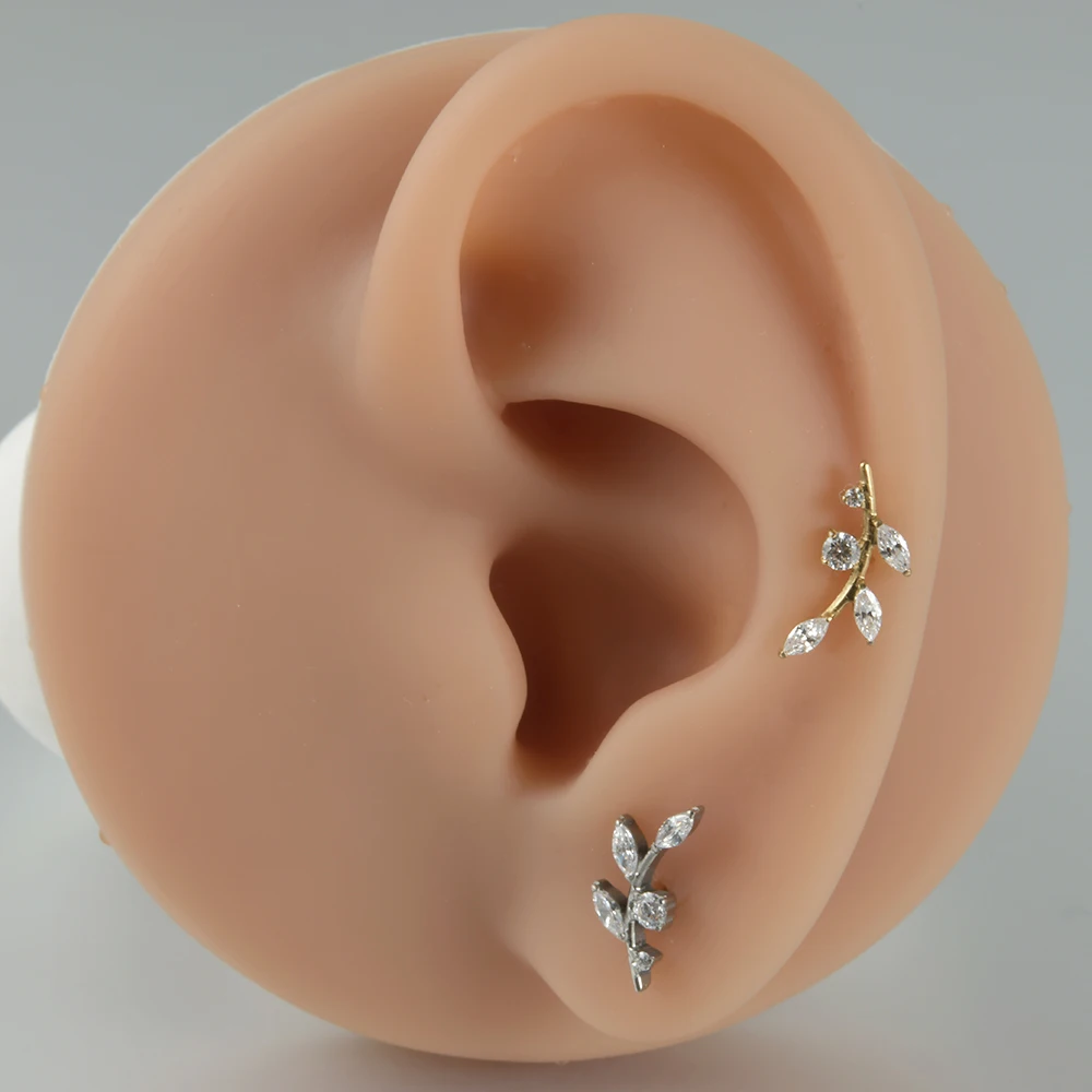 Pendientes de cartílago de flor CZ de titanio sólido G23, ópalo, 16G, rosca interna, lóbulo solar, hélice, joyería para Piercing en el trago de la oreja, 1 ud.