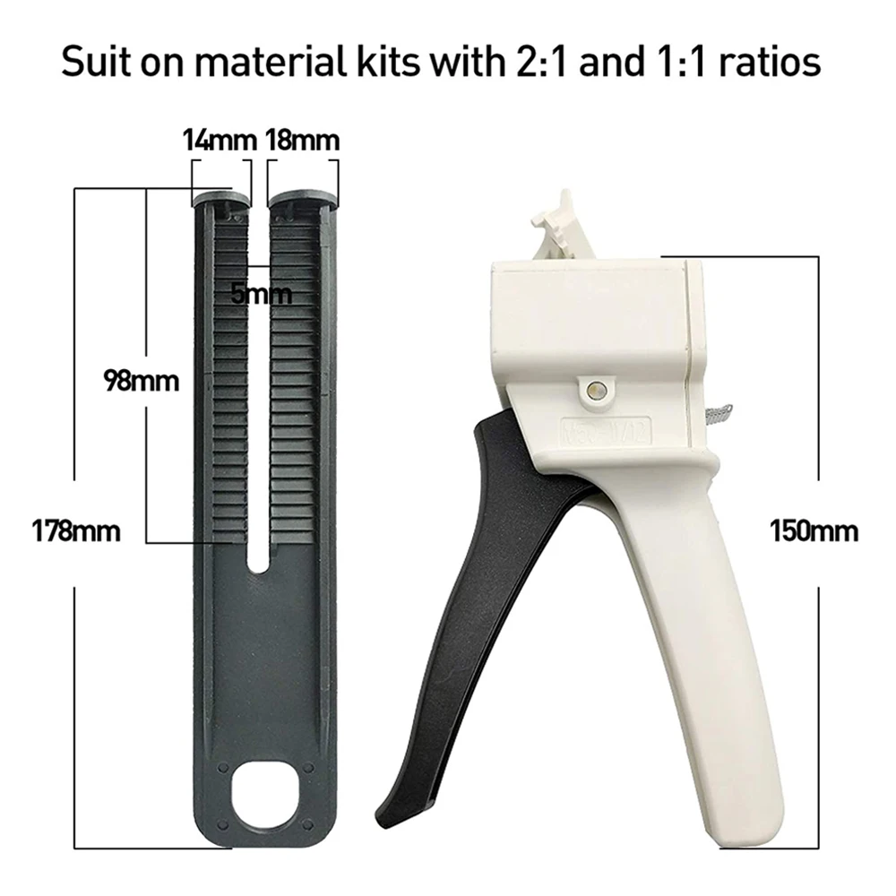 Pistola de impresión de 50ml, pistola dispensadora de pegamento para tubo de pegamento dispensador de plástico AB 1:1/1:2