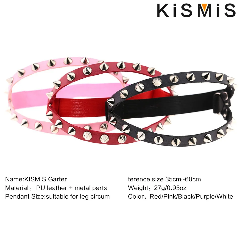 1PC Punk Hip Hop Leather Double Row Rivet Garter Belt Sexy Decorative Thigh Ring Body Chain