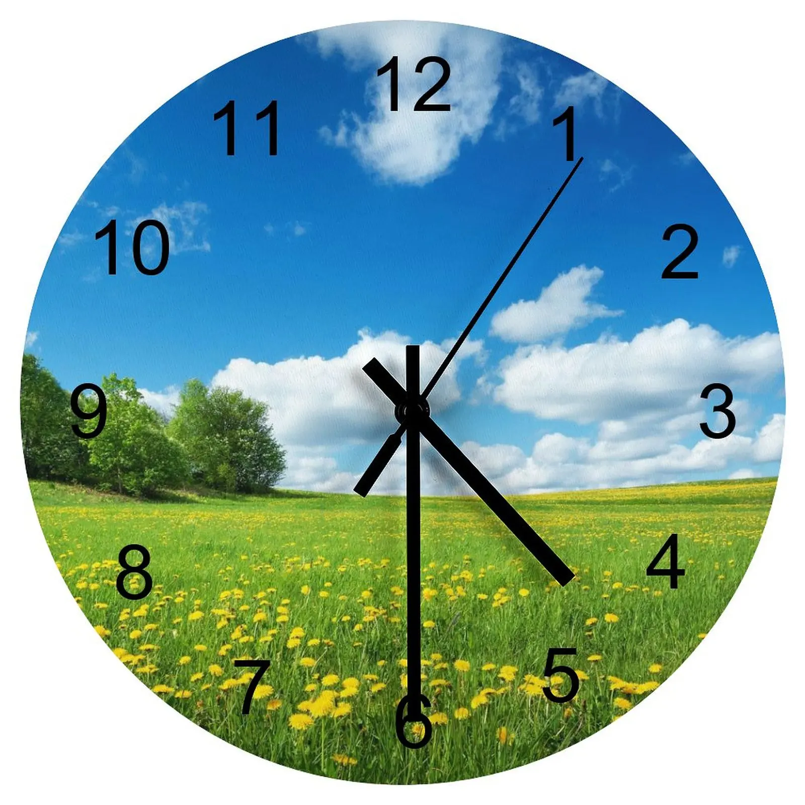 

Bedroom Wall Clock Plain Flowers Nature Clocks 12 inch Mute Wooden Round Artistic Energy Efficient Nordic