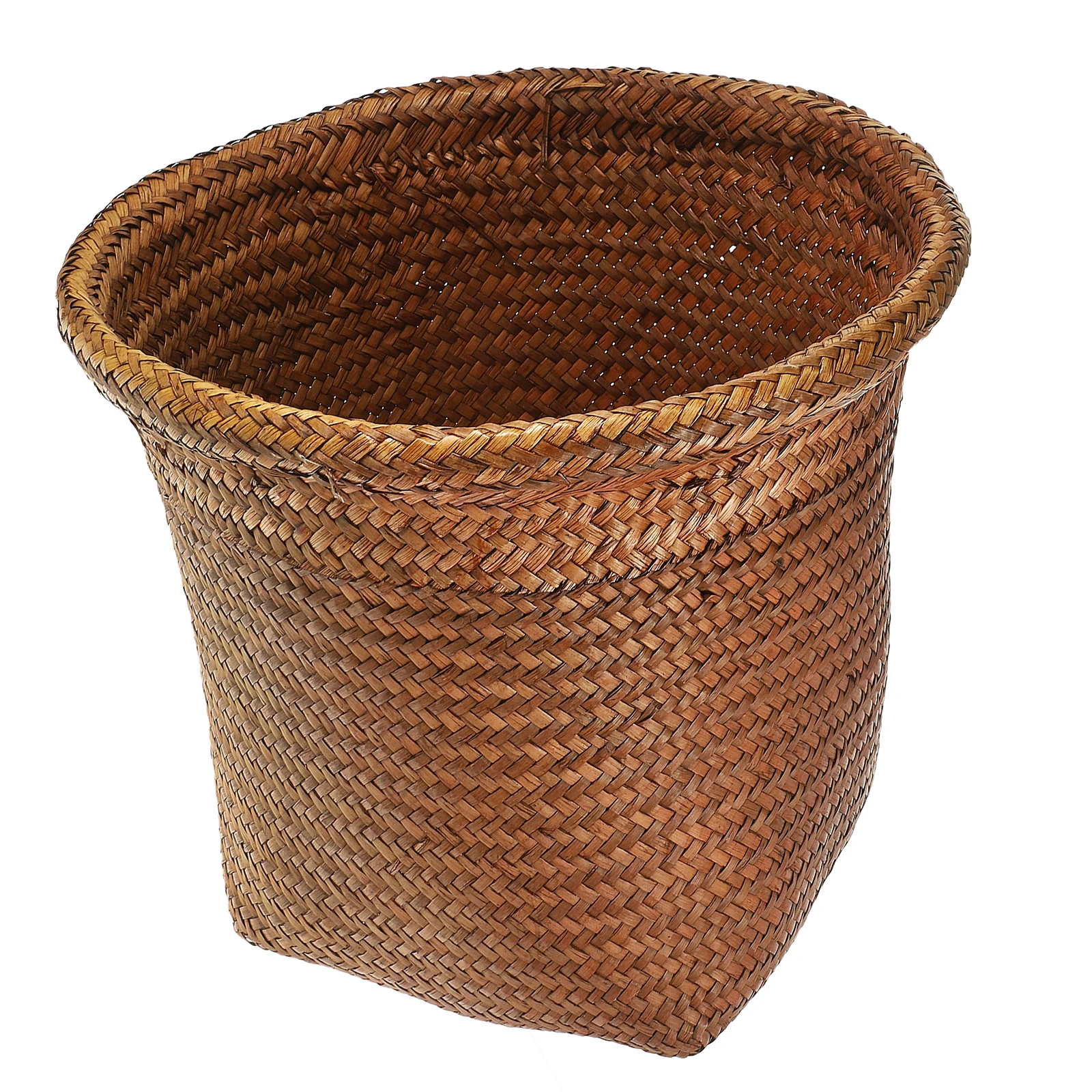 

Straw Woven Storage Basket Large Coffee No Cover Home Office Trash Can Waste Paper Container Retro Style Housewarming Gift