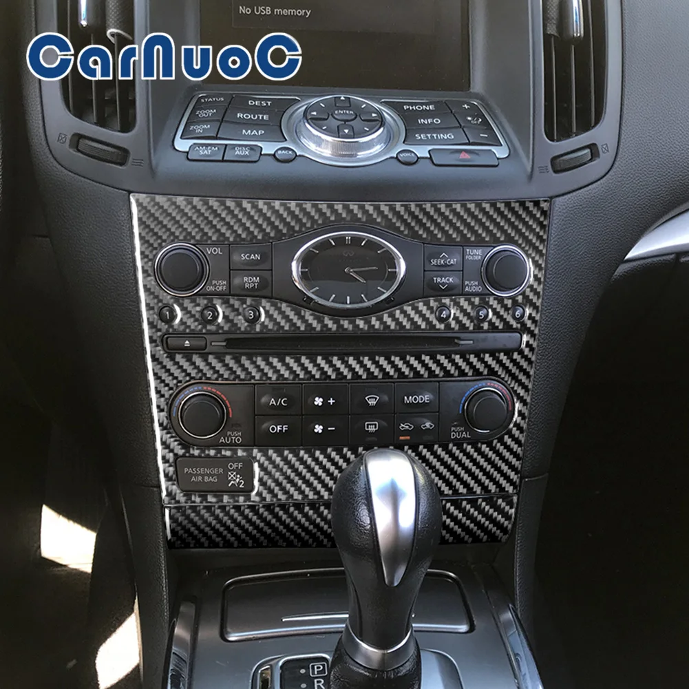 

3D Car Stickers Radio Control Decorative Carbon Fibre Mouldings For Infiniti G37 Sedan 2010 2011 2012 2013 Interior Accessories