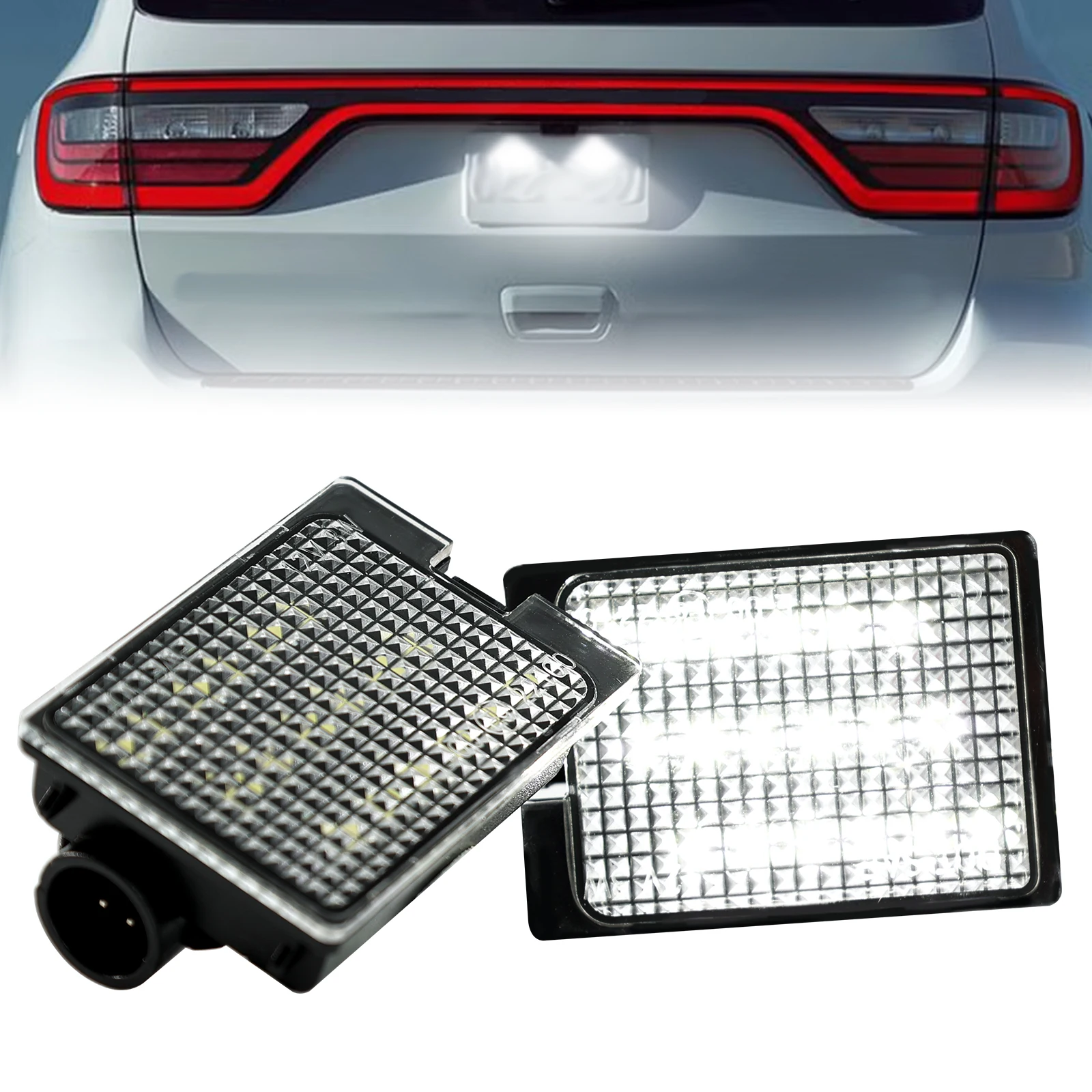 

2pcs LED License Number Plate Lights Assembly FOR 2014-2024 Dodge Durango Pickup Truck 6000K Xenon White Rear Tag Light Canbus