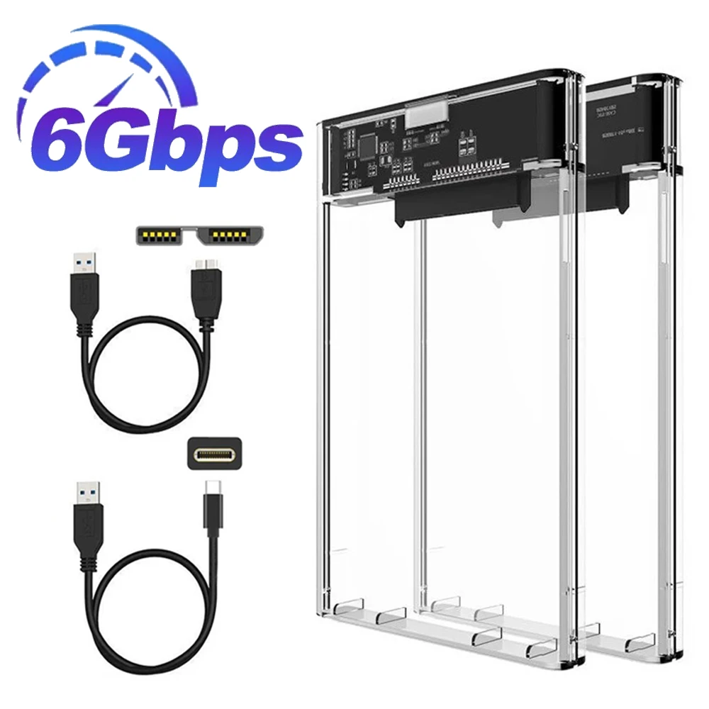 2.5 Inch HDD Case USB3.0/Type-C to SATA HDD Enclosure 6Gbps Max USB-C External SATA HDD Enclosure for PC UASP Laptop