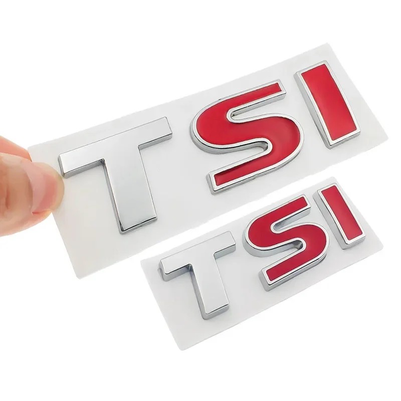 3D Metal Red Silver TSI Logo Emblem Car Styling Badge Sticker Decal for VW Volkswagen Tiguan Polo Golf 4 5 6 MK6 Passat B5 B6