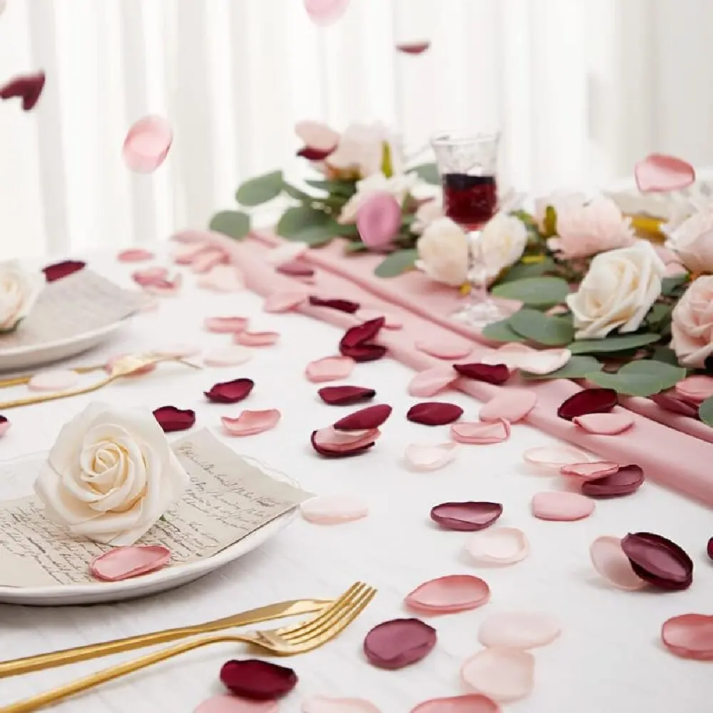 200 Uds. De rosas de pétalos de Coral para decoración de boda, flores de seda hechas a mano para el Día de San Valentín, cañon Artificial, petalos boda pét