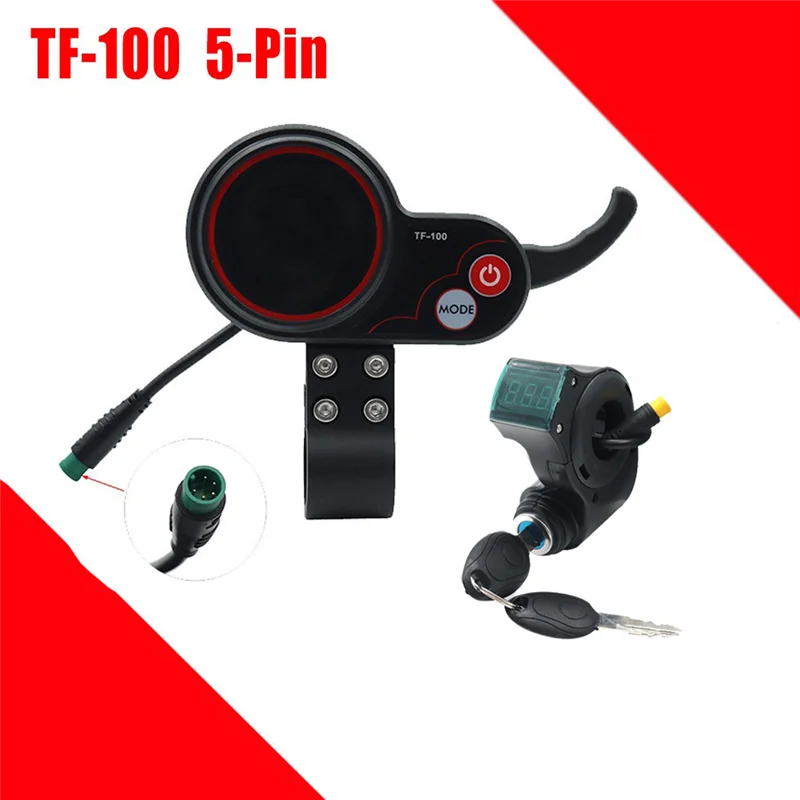 TF-100 Display Dashboard 5Pin+3PIN Ignition Lock Key Scooter Skateboard Speedometer for Kugoo M4 Electric Scooter Parts