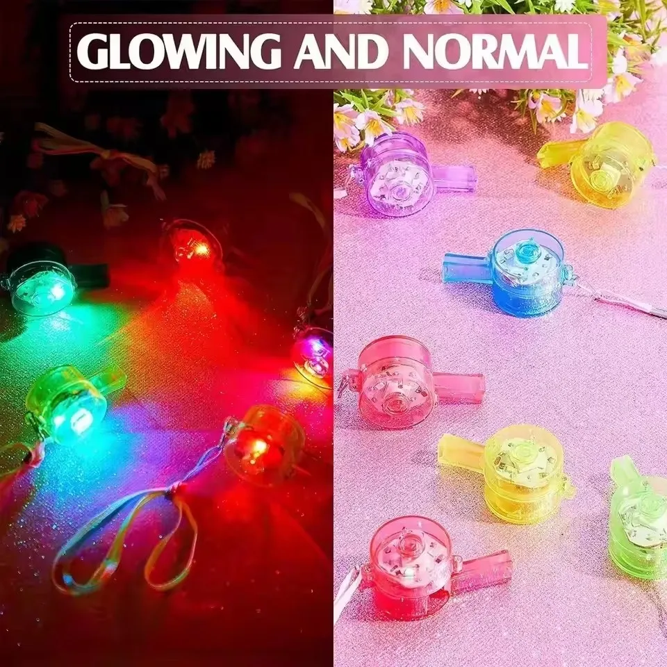 10-50pcs LED Light Up WhistlesToys Glow in the Dark Noice Makers Necklace with Lanyard Glow Whistles Party Supplies Whistles - view 6
