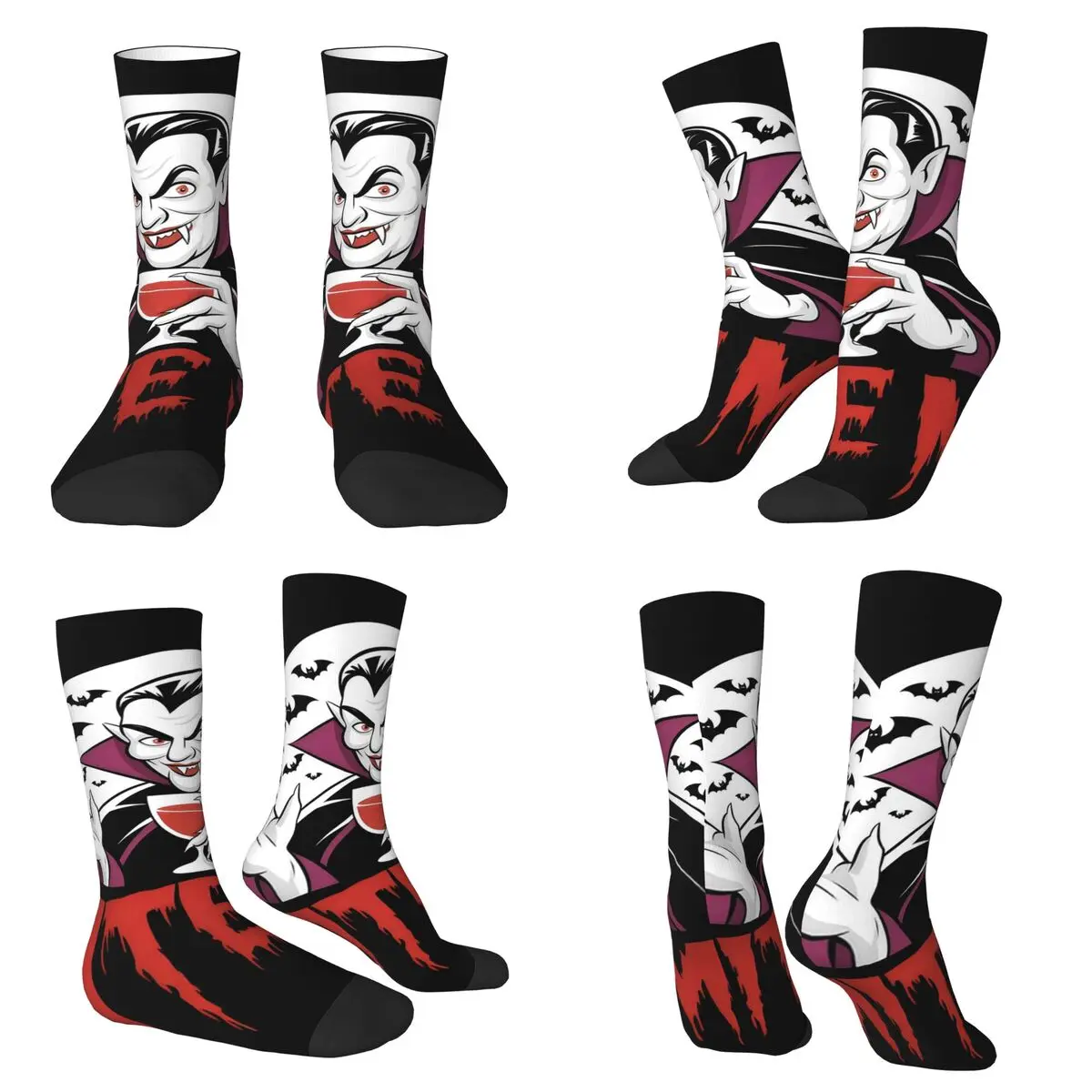 

Забавные готические носки с вампиром на Хэллоуин Bite Me, супермягкие носки в стиле Харадзюку, всесезонные длинные носки унисекс, подарок на День святого Валентина